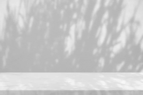 Мармуровий Стіл Трав Яним Листям Тінь Фоні Текстури Бетонної Стіни — стокове фото