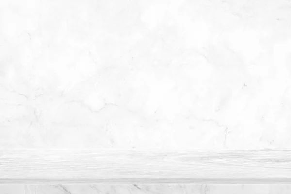 Houten Tafel Marmeren Vloer Mooie Marmeren Wandachtergrond Geschikt Voor Cosmetische — Stockfoto
