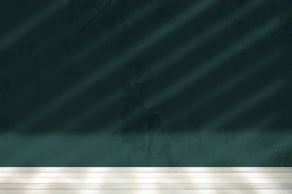 Podłoga Białego Drewna Wiązką Światła Tidewater Zielony Kolor Grunge Wall — Zdjęcie stockowe