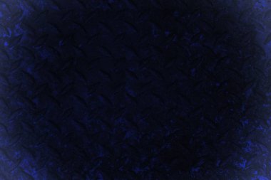 Beyaz Vignette Arkaplanlı Mavi Paslı Metal Plaka Duvarı, Arkaplan ve Sunum İçin Uygun.