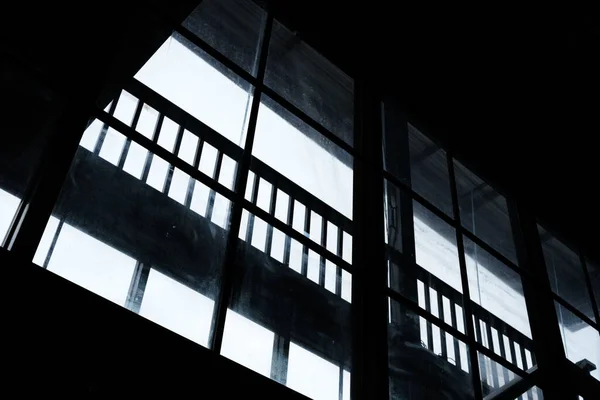 Silhouette Des Innenraums Glasfenster Hintergrund — Stockfoto