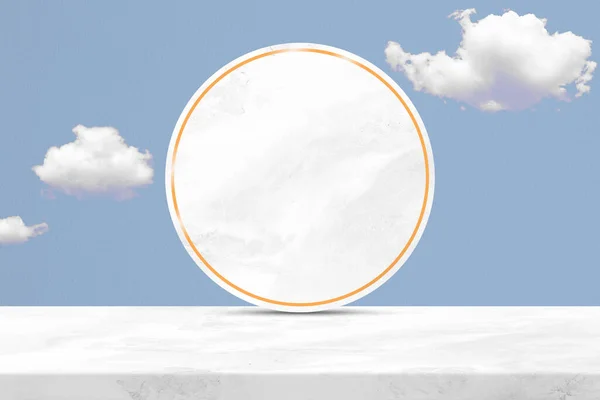 Beyaz Mermer Masa Mermer Bölme Bulutlu Altın Sınır Gök Mavisi — Stok fotoğraf