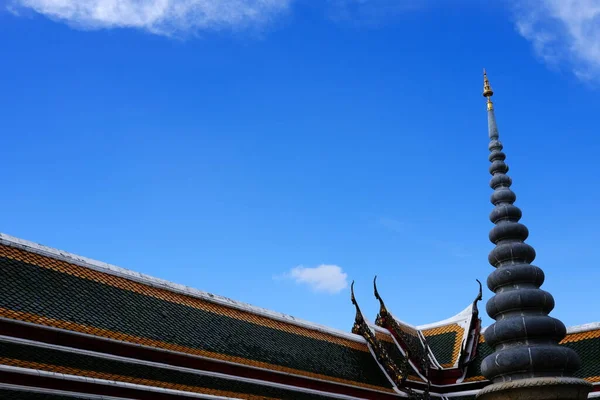 Church Roof Stone Pagoda Blue Sky — Stock Photo, Image