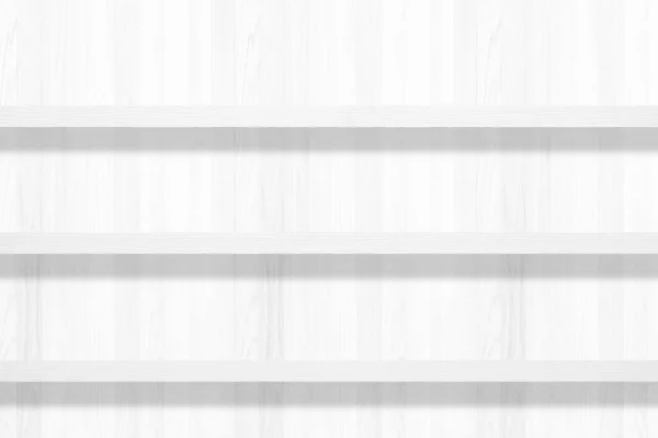 Scaffale Legno Bianco Sfondo Adatto Presentazione Del Prodotto Sfondo Display — Foto Stock