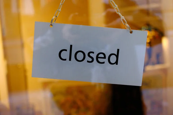 Closed Sign Front Shop Door — Stock Photo, Image