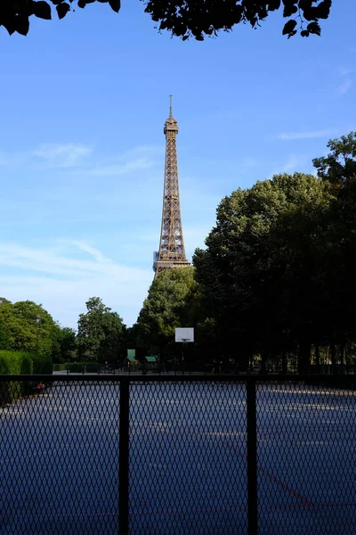 Landschap Van Eiffeltoren Van Champ Mars Veld Van Mars Waar — Stockfoto