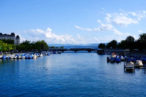 Zurich Suíça Setembro 2022 Cenário Zurique Rio Limmat Onde Famoso — Fotografia de Stock