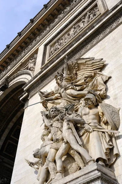 Parijs Frankrijk August 2022 Oude Beeldhouwkunst Arc Triomphe Parijs Tijdens — Stockfoto