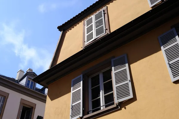 stock image Vintage House in Strasbourg, France with Blue Sky.