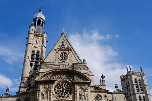 stock image PARIS, FRANCE - AUGUST 28, 2022: Saint tienne du Mont Church with Blue Sky Background where is a Famous Landmark and Church of Paris, France.