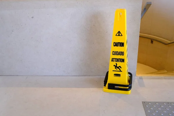 Yellow Caution Pole for Slippery Floor.