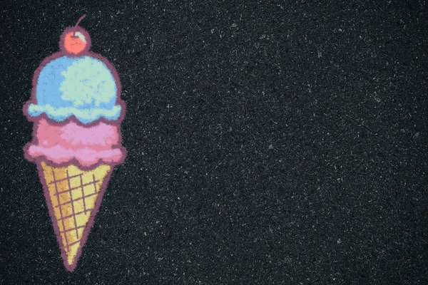 Ice Cream Cone Doodle Chalk Drawing Style Asphalt Sidewalk Suitable — Stock Photo, Image