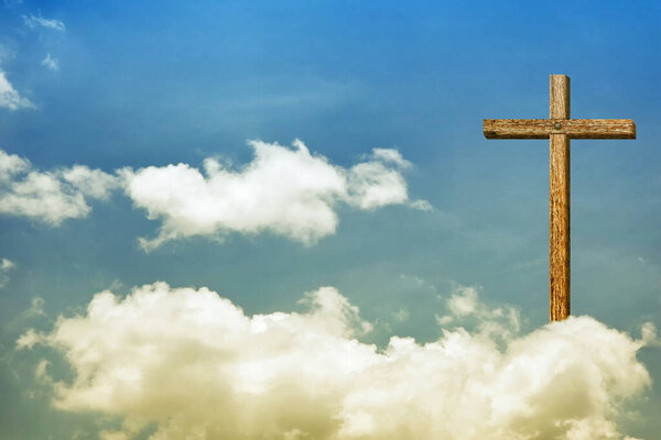 Abstrakt Des Christus Kreuzes Himmel Mit Goldenem Sonnenlicht Auf Der — Stockfoto