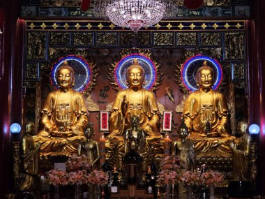 BANGKOK, THAILAND - 13 Eylül 2023: Wat Mangkon Kamalawat Tapınağı, Bangkok Tayland.