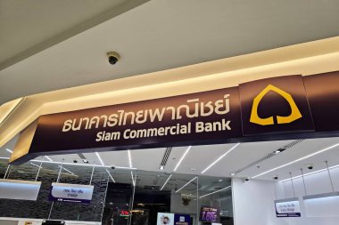 Bangkok, Tayland - 31 Ağustos 2024: SCB Bank, SCB Tayland 'da ünlü bir ticari bankadır. 1904 yılında Prens Jayanta Mongkol tarafından kurulmuştur..