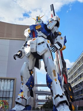 Fukuoka, Japan - November 18, 2023: Gundam Park Fukuoka in front of LaLaport. It is a famous landmark of Fukuoka. clipart