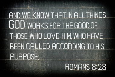 İncil 'in Romalılar dizesi 8: 28. Diyor ki: 