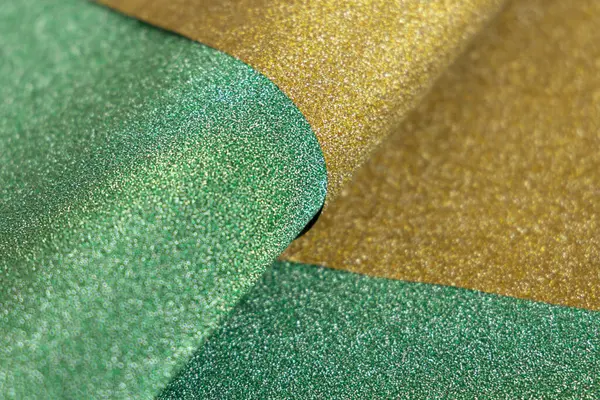 Złota Zielona Fala Błyszczący Błyszczący Papier Tekstury Lśniąca Luksusowa Tkanina — Zdjęcie stockowe