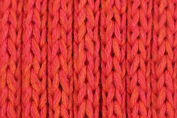 Red Knitted Fabric Texture Background Macro Closeup — Stock Photo, Image