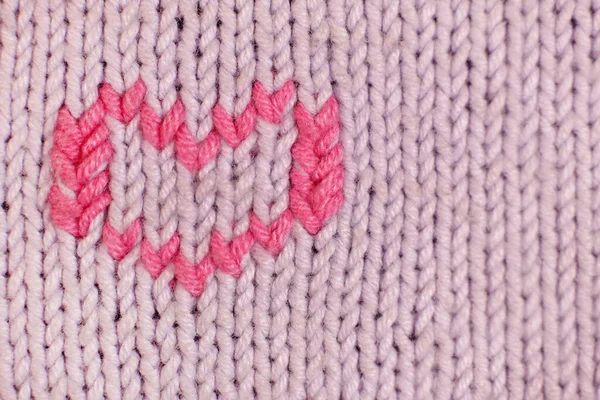 Pletená Růžová Srdíčka Teplých Vlněných Nití — Stock fotografie