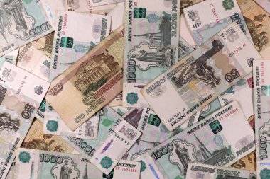Rus rublesi arka plan, doku banknotları. Para değişimi. finansal kriz kavramı