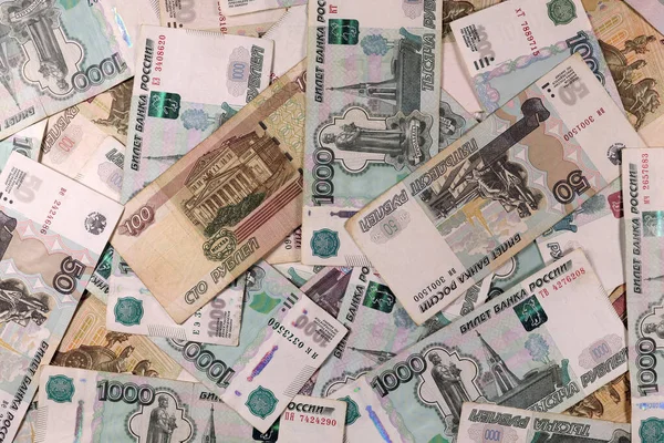 Ruské Rubly Bankovky Pozadí Textura Směnárna Koncepce Finanční Krize — Stock fotografie