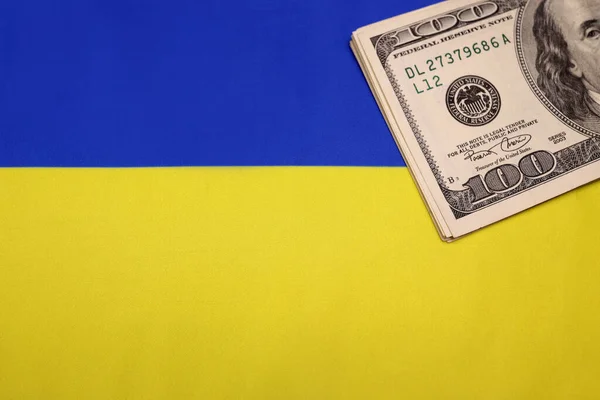 Український Прапор Американські Гроші Концепція Позики Війна Україні Фінансові Міжнародні — стокове фото