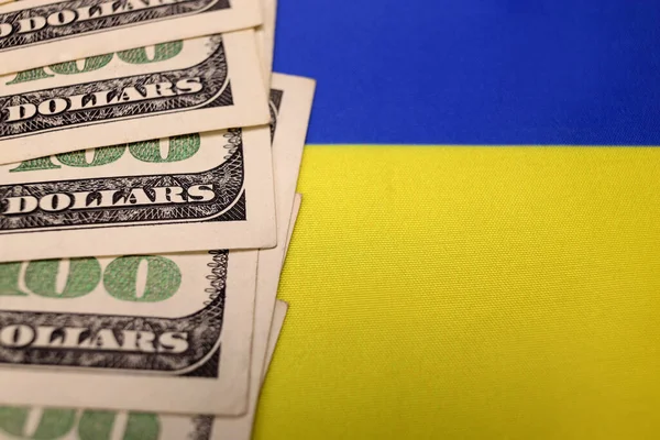Український Прапор Американські Гроші Концепція Позики Війна Україні Міжнародні Фінансові — стокове фото