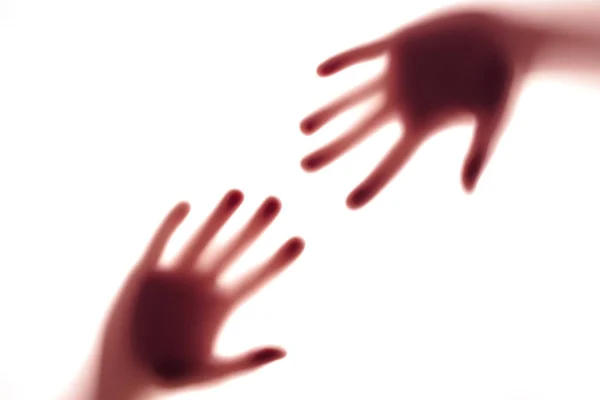 Verschwommene Schatten Der Hände Hinter Glas Konzepte Von Geistern Zombies — Stockfoto