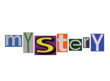 word mystery from cut magazine colored letters