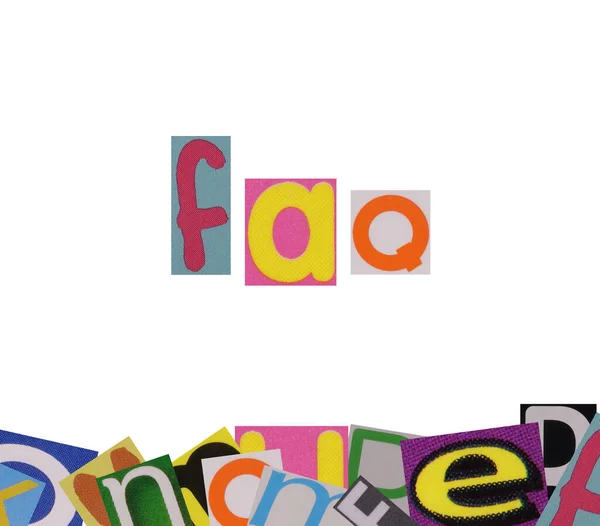 word faq from cut magazine newspaper colored letters