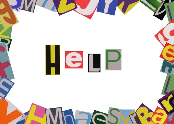 word help from cut magazine newspaper colored letters