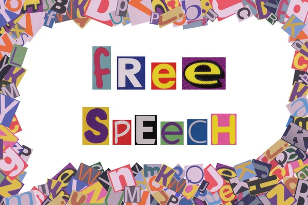 Free Speech Cut Newspaper Letters Speech Bubble Magazine Letters — Stockfoto