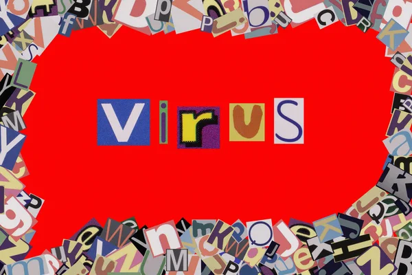 Word Virus from cut newspaper letters into a speech bubble from magazine letters