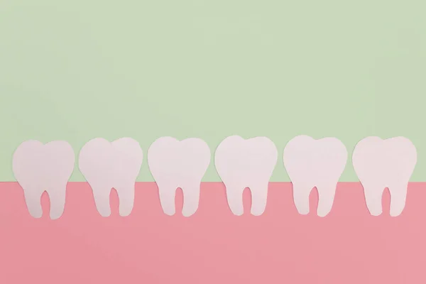 Papierowe Zdrowe Zęby Koncepcja Higieny Jamy Ustnej Usługi Stomatologiczne — Zdjęcie stockowe