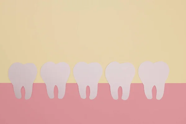 Papel Dentes Saudáveis Conceito Higiene Oral Serviços Odontológicos — Fotografia de Stock