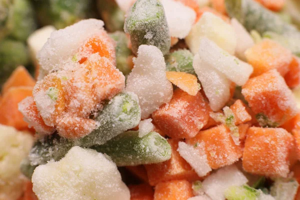Sfondo Mix Verdure Congelate Tra Cui Carote Fagioli Asparagi Broccoli — Foto Stock