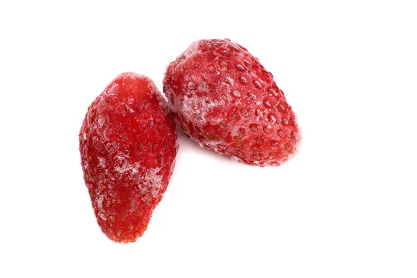Gefrorene Erdbeeren Isoliert Auf Weißem Hintergrund — Stockfoto