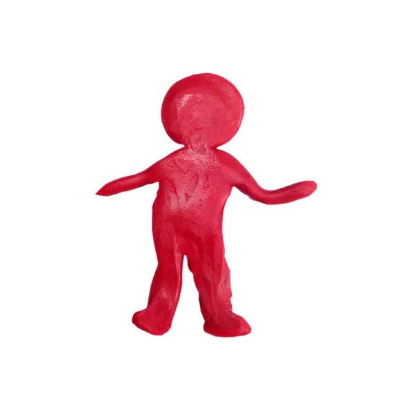 Figurinha Homem Feita Plasticina Isolada Sobre Branco — Fotografia de Stock