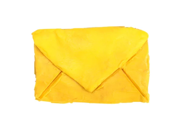 Κίτρινο Πλαστικό Περίβλημα Απομονώνονται Λευκό Έννοια Ταχυδρομείου — Φωτογραφία Αρχείου