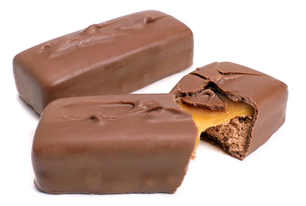 Magdalinovka Ucrânia Março 2023 Barra Chocolate Marte Quebrado Com Caramelo — Fotografia de Stock