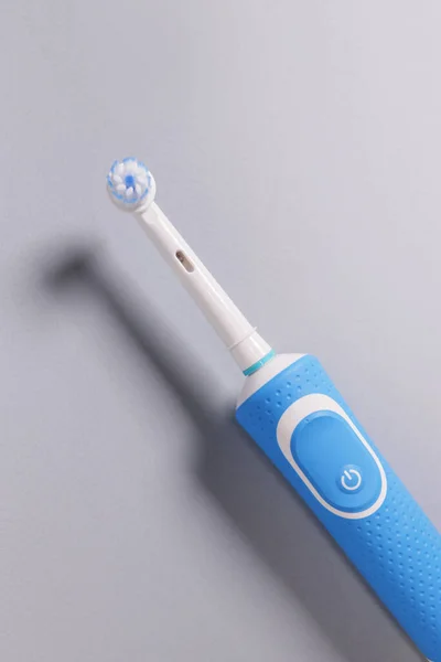 Modern Electric Toothbrush Gray Background Concept Oral Hygiene Dental Care — Stock Photo, Image