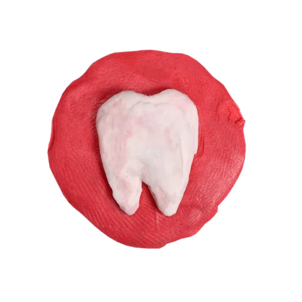 Plasticine Tand Pictogram Geïsoleerd Witte Achtergrond Tandheelkunde Symbool — Stockfoto
