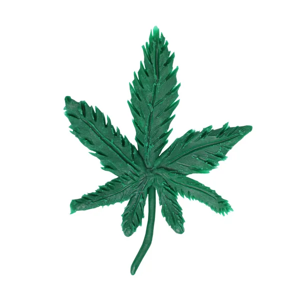 Cannabis Blad Plasticine Icoon Geïsoleerd Witte Achtergrond Medicinale Marihuana — Stockfoto
