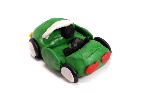 Plast Grön Personbil Cabriolet Bil Isolerad Vit — Stockfoto