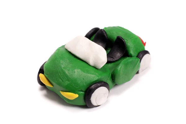 Пластмассовый Зеленый Легковой Автомобиль Окрашенный Белый Цвет — стоковое фото