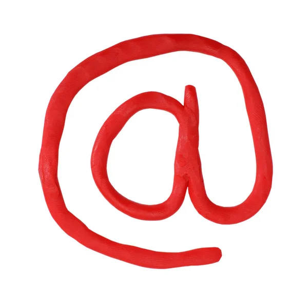 Στην Πινακίδα Πλαστικίνη Τοπογραφικό Σύμβολο Απομονώνονται Λευκό Έννοια Mail — Φωτογραφία Αρχείου