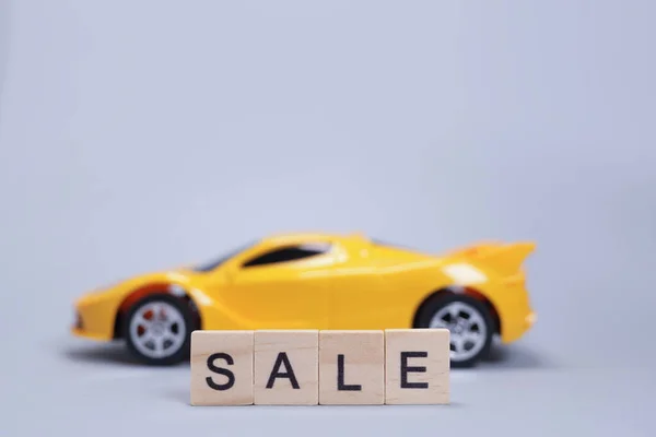Toy Car Word Sale Wooden Letters — Stock Photo, Image