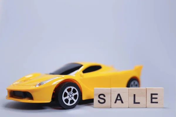 Toy Car Word Sale Wooden Letters — Stock Photo, Image