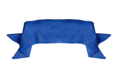 Beyaz üzerine izole edilmiş plastik mavi kurdele şablonu